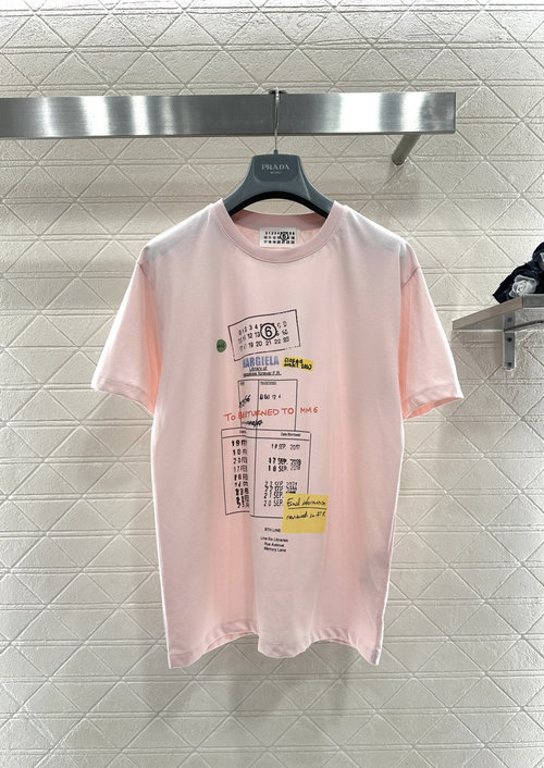 Maison Margiela Round-Neck Printed Logo T-Shirt, Pink