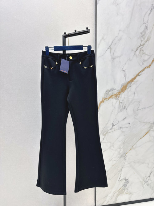 Louis Vuitton Stylish High-Waisted Slimming Flare Pants with Hardware Accents