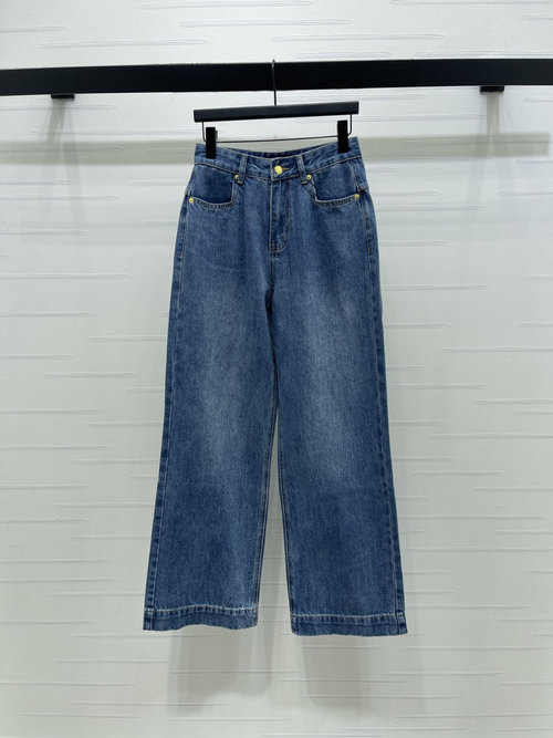 Louis Vuitton Vintage Straight-Leg Jeans with Embroidered Logo