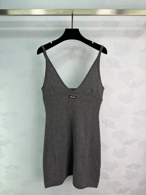 Miu Miu Custom Cashmere Sling Dress with Logo for Various Occasions