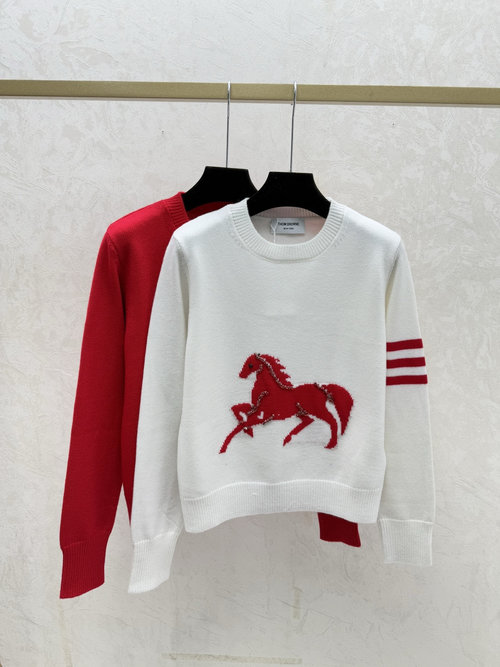 Thom Browne Packaged Collision-color Pony Studded Round-neck Knit