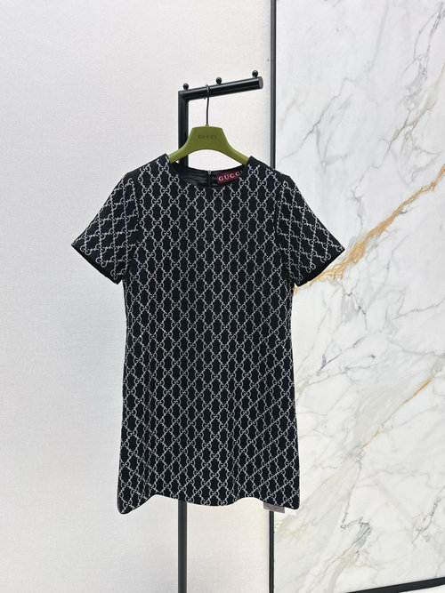 Gucci Flawless Rhinestone Short Dress with Double G Pattern