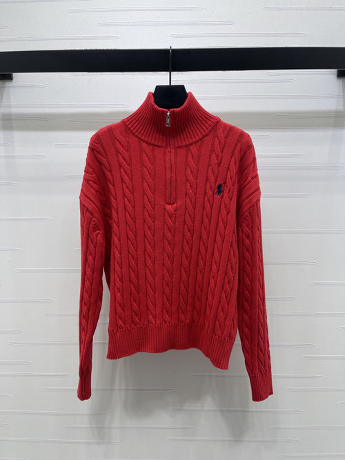 Polo Ralph Lauren Half-Zip Knit Sweater with Horse Emblem, Casual and Chic