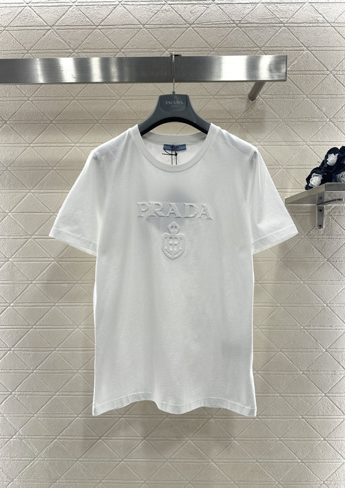 Prada Custom All - Cotton T - Shirt with Foil - Stamped Logo, Versatile