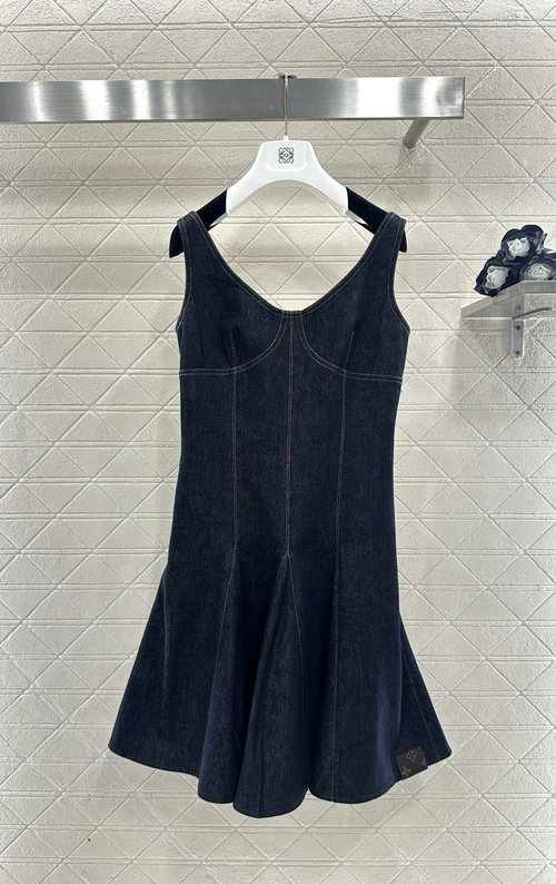 Louis Vuitton Zip - Back Tank Dress with Monogram and Flared Hem