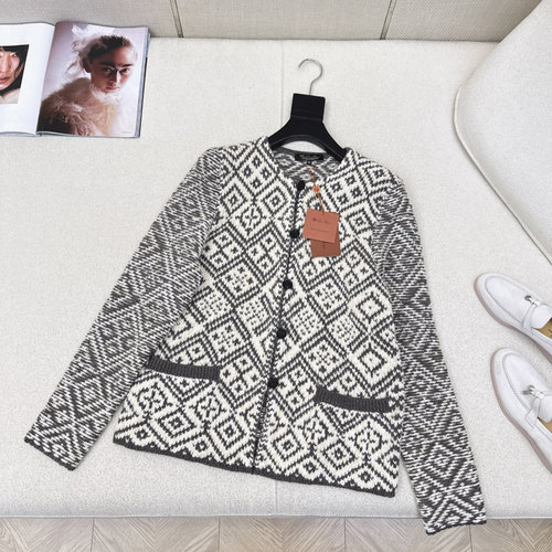 Loro Piana Fair Isle Pattern Cashmere Cardigan with Vintage Colors