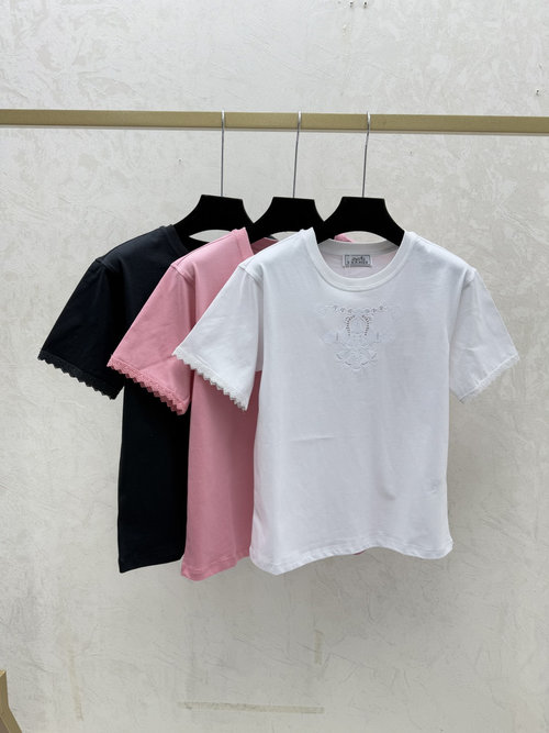 Hermes Solid - Color Round Neck Short - Sleeve Knit Top