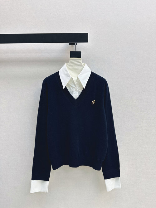 Fendi Spliced Fake Two-Piece Knitwear with Design