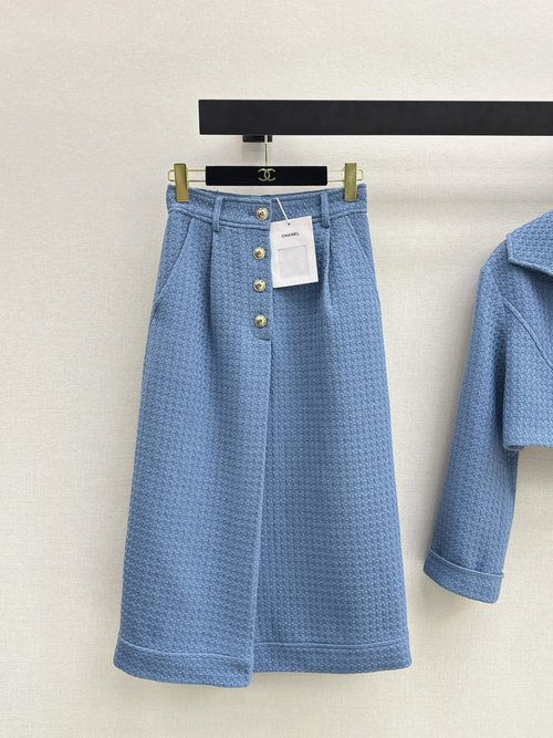 Chanel Designer Tweed Suit with Custom Buttons