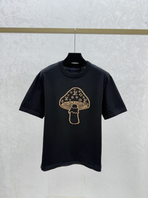 Louis Vuitton Black Knit Top with Contrast Mushroom Collar