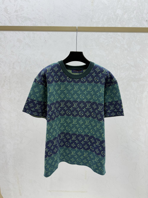 Louis Vuitton Green Knit Top with Contrast Floral Letters