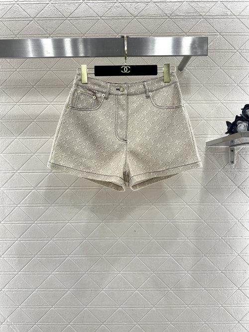 Louis Vuitton Custom Off-White YB Twill Cotton Denim High-Waisted Shorts