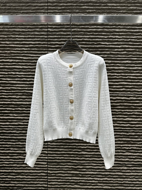 Balmain Jacquard Knit Cardigan with Hidden Patterns