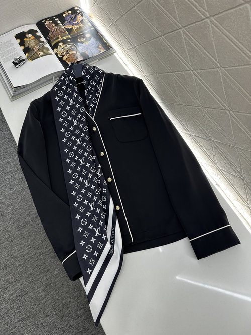 Louis Vuitton Custom Acetate Scarf Shirt & Wide-Leg Pants Set with Luxury Appeal