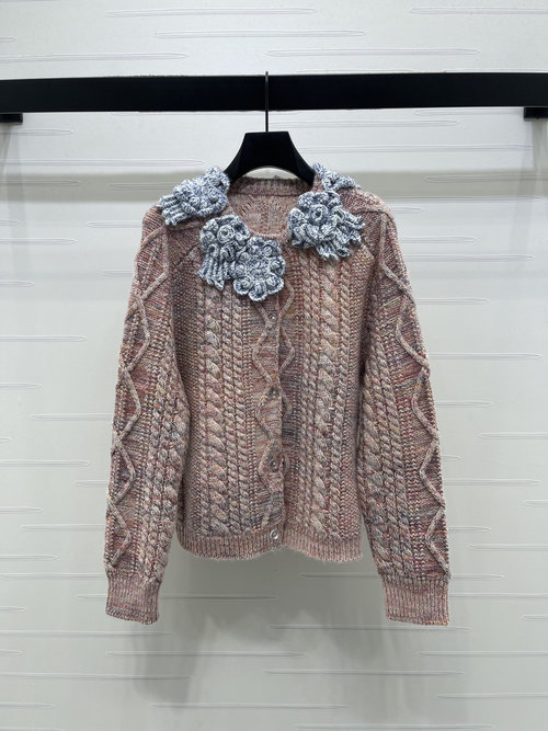 Louis Vuitton Luxury Monogrammed Flower Knit Cardigan