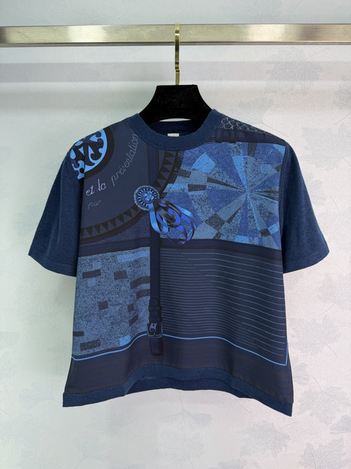 Hermes Early Spring Printed Short Sleeve with Geometric Pattern