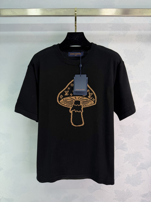 Louis Vuitton Mushroom Embroidery Knit Short Sleeve with Monogram Elements