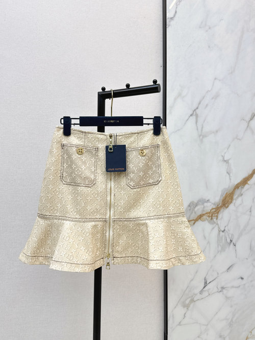 Louis Vuitton Beige Old - flower Print Fish - tail Skirt for Daily