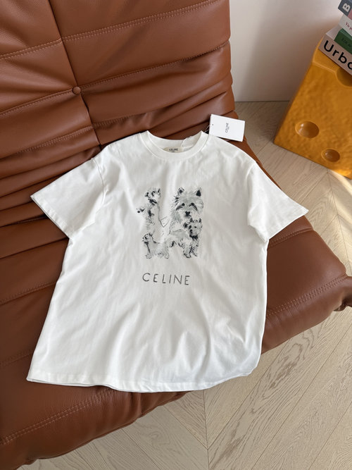 Celine Dog Print Short-Sleeved T-Shirt