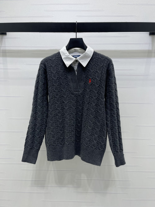 Polo Ralph Lauren Knitted Long - sleeve Collared Shirt with Pony Logo