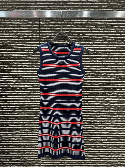 Prada New Series: Striped Round Neck Knit Vest Dress