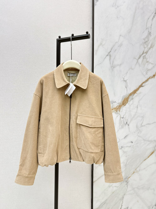 Brunello Cucinelli Italian Luxury Corduroy Casual Jacket with Elastic Hem