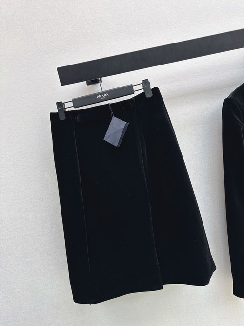 Prada Flattering One-piece Cut Velvet Micro-A Line Skirt