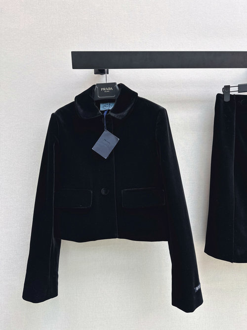 Prada Stylish and Warm Velvet Doll Collar Coat