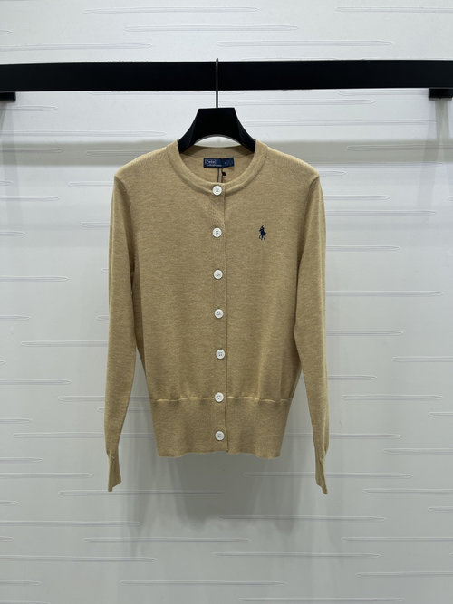 Polo Ralph Lauren Embroidered Logo Knit Round Neck Cardigan