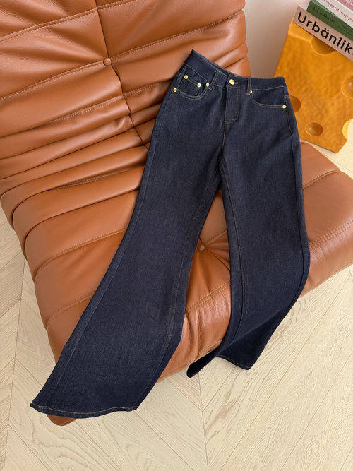 Celine Embroidered Arch Pattern Slim-flare Jeans