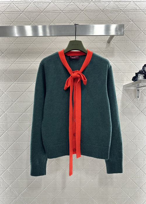 Gucci Customized Wool Bow Tie Knit Cardigan in Colorful Design