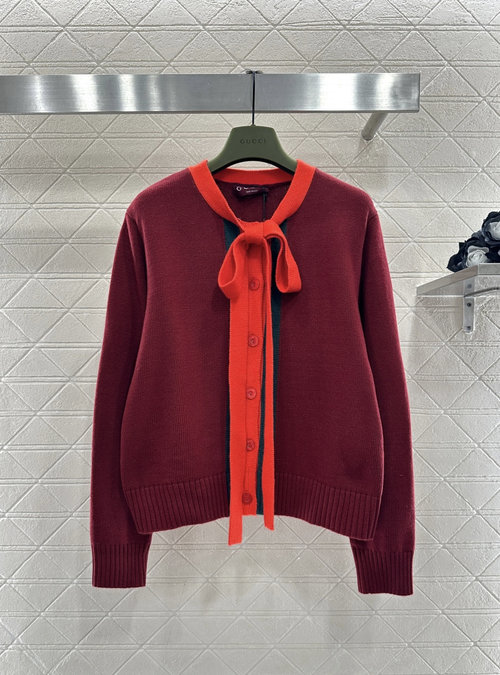 Gucci Customized Wool Bow Tie Knit Cardigan in Colorful Design