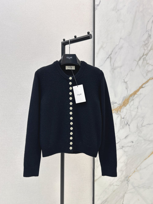 Celine Exclusive Knit Fake Two-Piece Sweater Cardigan