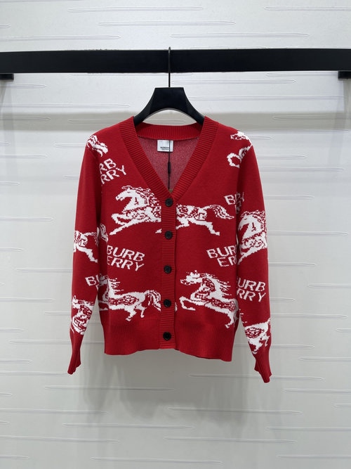 Burberry Graceful V-neck Knitted Cardigan with Warhorse Symbol