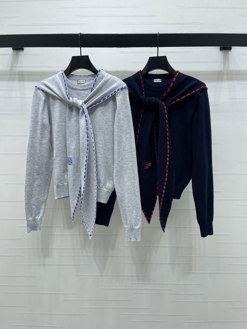 Loewe Logo Knit Shawl Sweater, Comfortable and Versatile