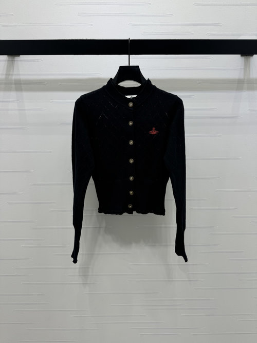 Vivienne Westhood Exquisite Diamond-Cutout Lace Cardigan, Sweet and Fashionable