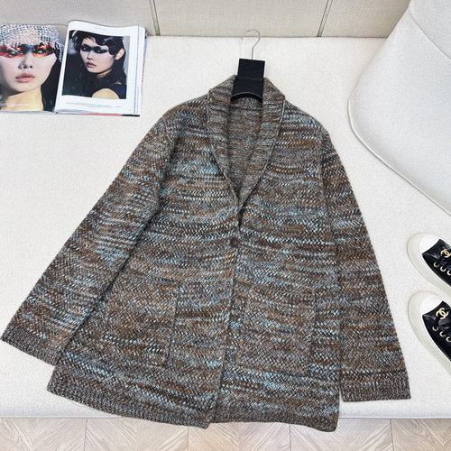 Loro Piana Lazy Collar Cashmere Knitted Coat