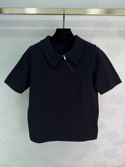 Miu Miu Custom YB Wool Knit Zip - Up Short Sleeve