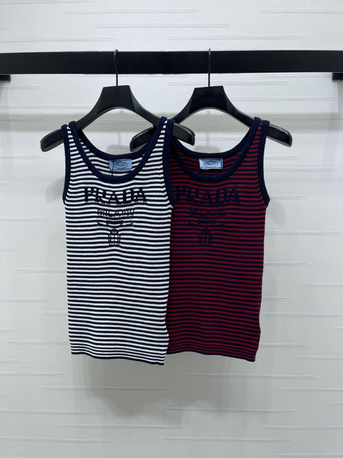 Prada Spring-Summer: Contrast Stripe Knit Sleeveless Vest