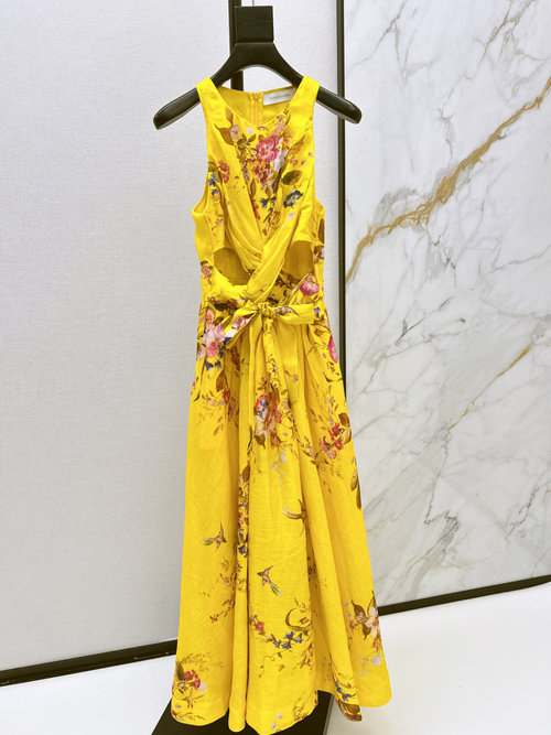 Zimmermann Elegant Printed Linen Dress for Vacation