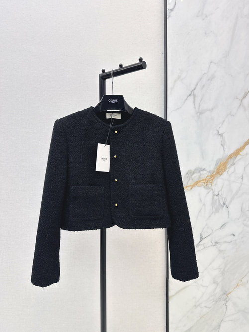 Celine Classic Box-cut Ce 26Ss Black - Gold Wool Jacket