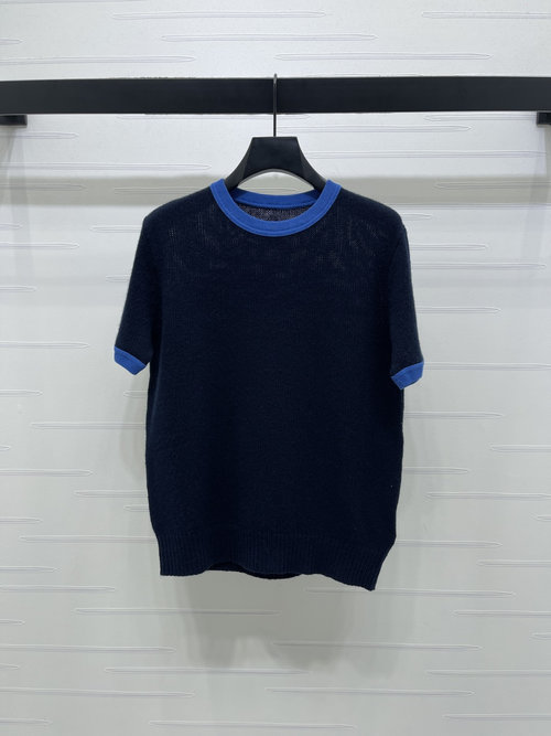 Prada High-quality Contrast Collar Knit Shirt, Trendy for Commute