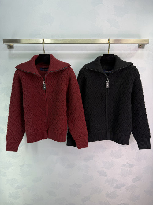 Louis Vuitton Diamond Pattern Wool Blend Knit Cardigan
