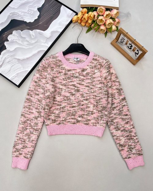 Chanel Bow Brooch Decorated Knit Sweater, Soft Elegance