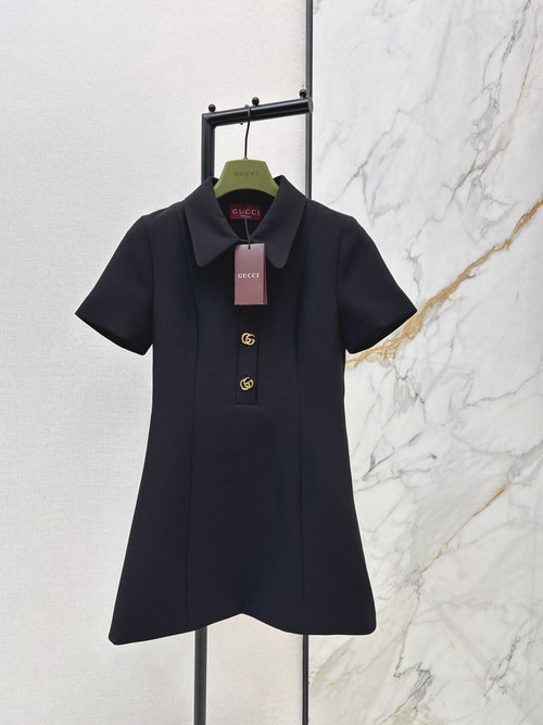 Gucci Metal-Trimmed Collared Dress for Neck Enhancement