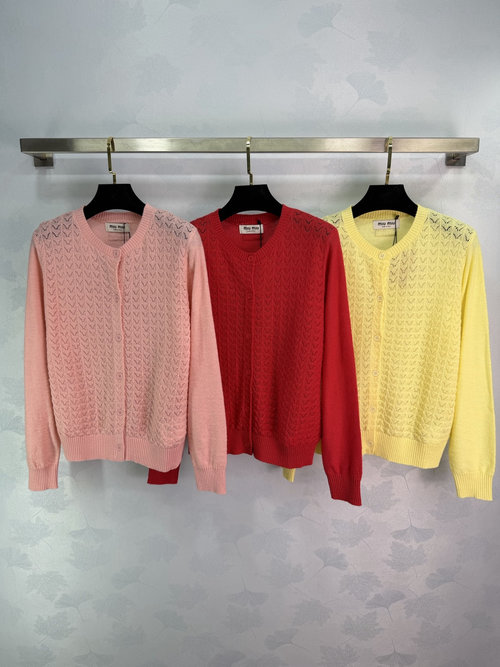 Miu Miu Custom Wool Knitted Cardigan with Scaled Texture, Elegant Design