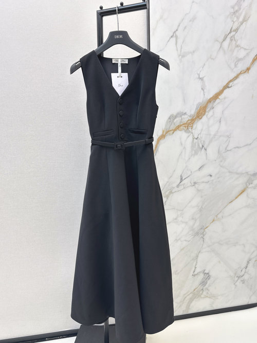 Dior Hepburn Style Back Bow Sleeveless High-Waist Party Dress