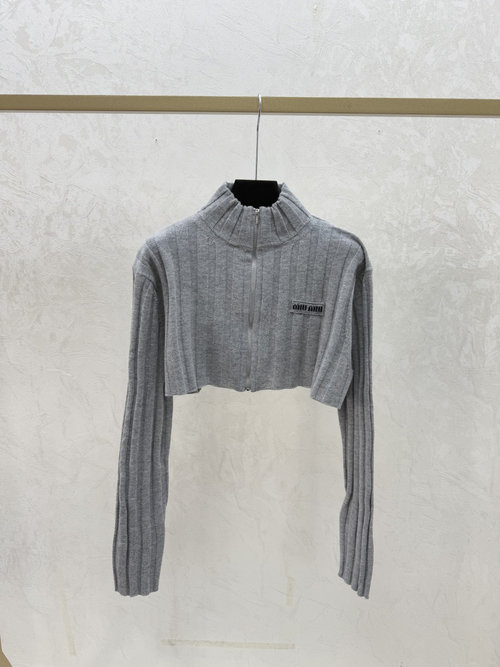 Miu Miu Solid High-neck Knit Cardigan, Comfortable