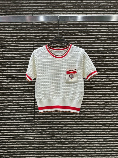 Gucci Gucci Hollow Pocket Knit Short-Sleeved Top