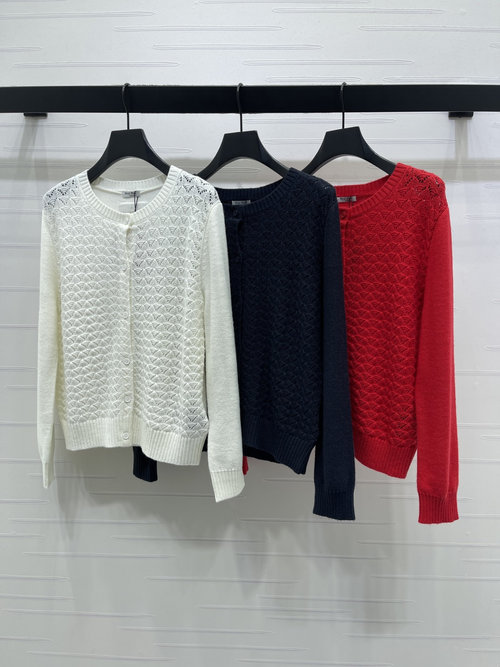 Miu Miu Round Neck Tulle Lace Knit Cardigan, Soft Texture